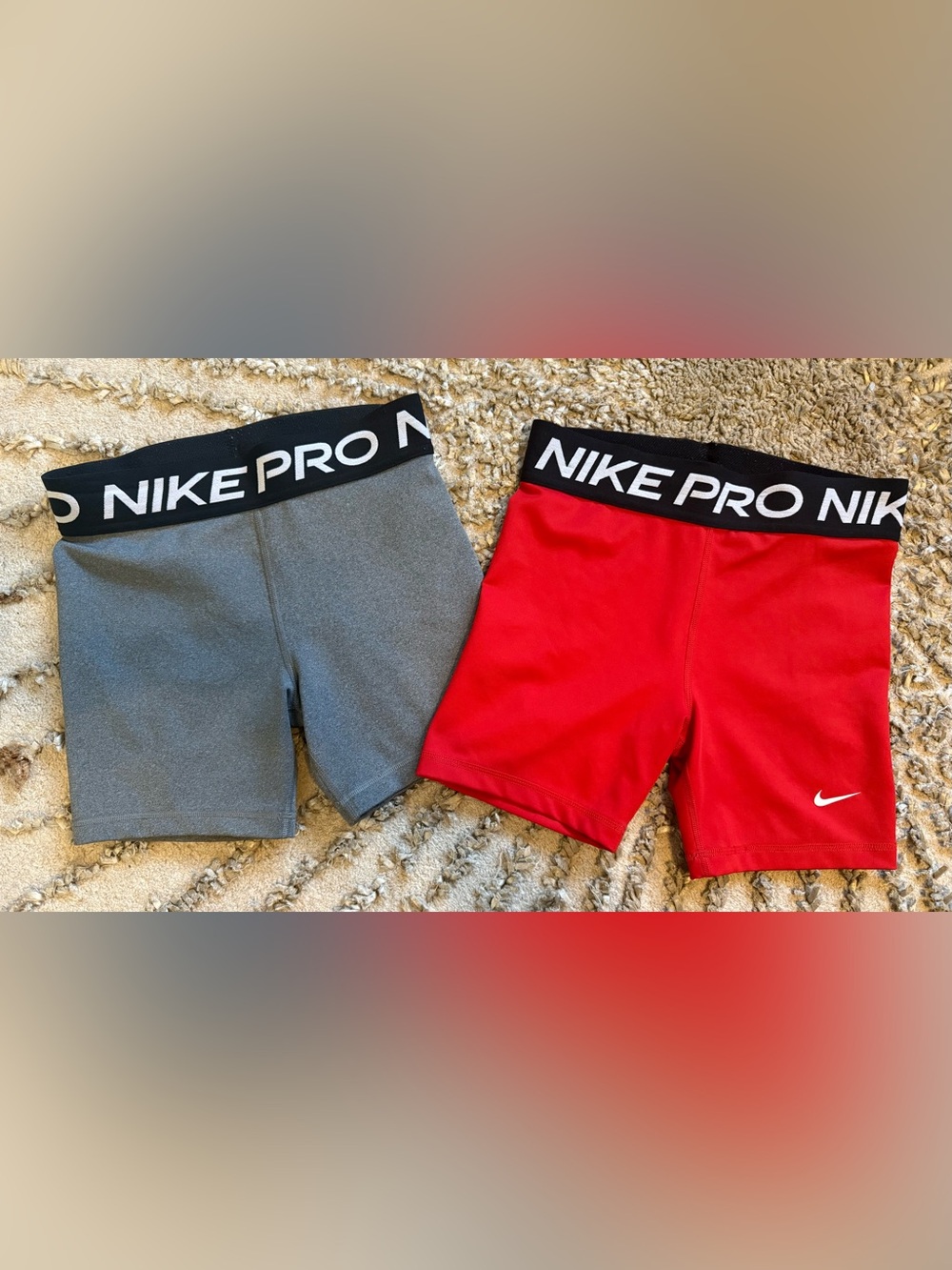 Nike Red and Gray Kids' Performance Shorts Duo